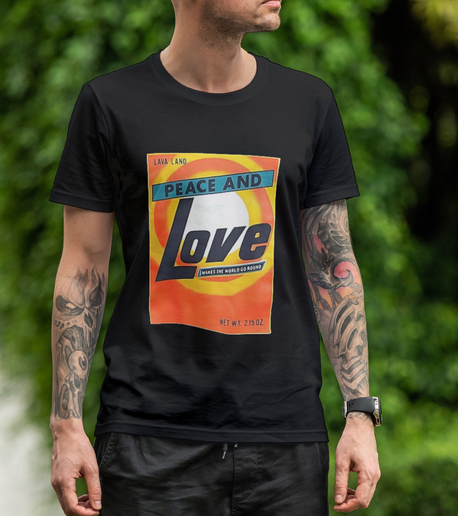 Peace And Love Makes The World Go Round Lava Land Retro Style 2.15 Oz T-Shirt