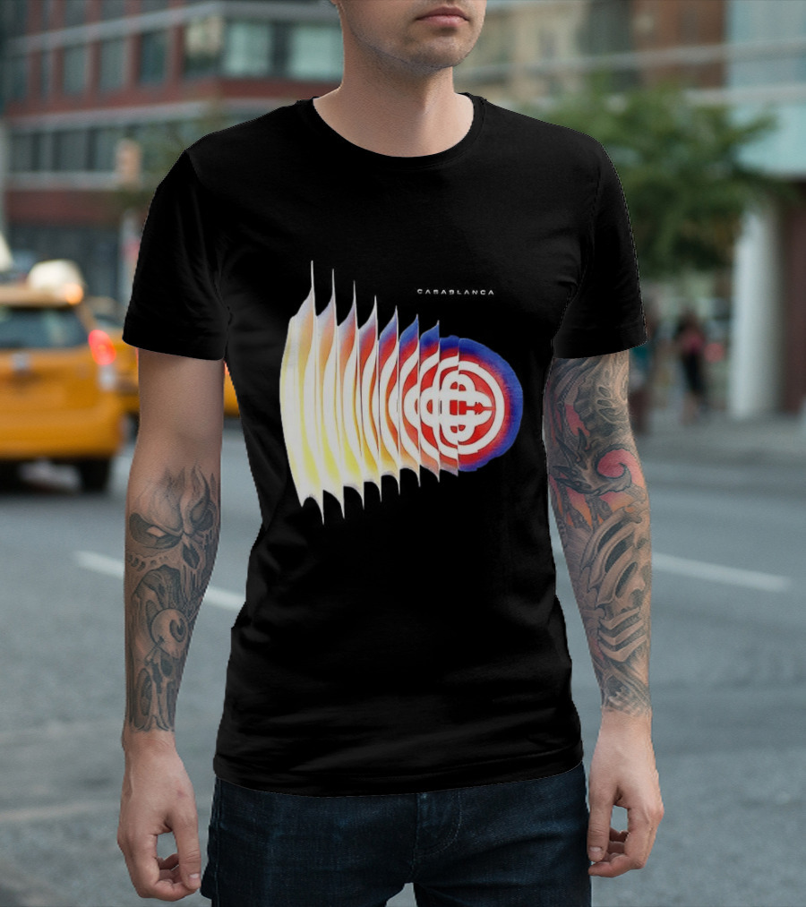 Casablanca Shockwave Optical Illusion Pattern With Red Blue Yellow Layers T-Shirt