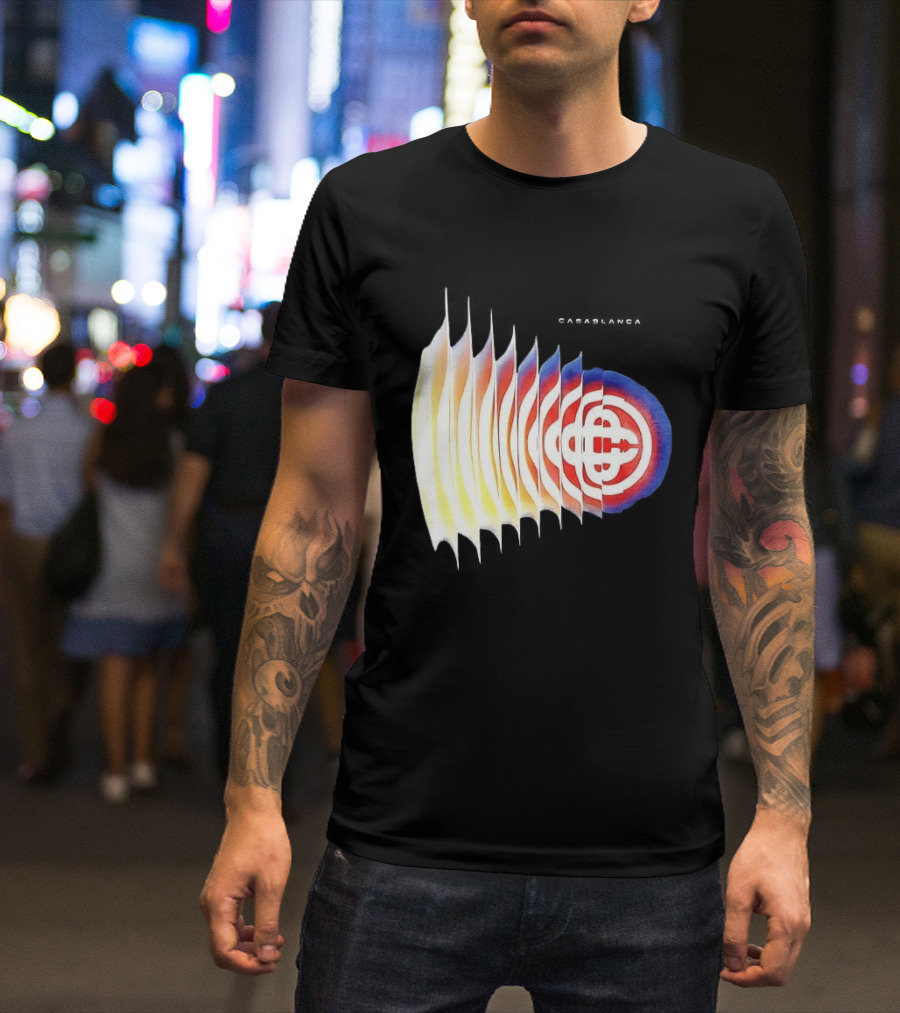 Casablanca Shockwave Optical Illusion Pattern With Red Blue Yellow Layers T-Shirt