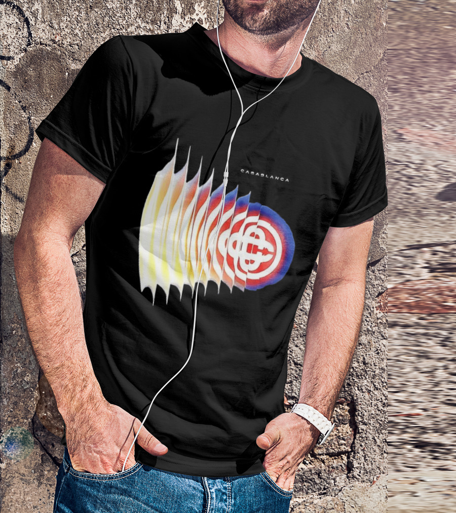 Casablanca Shockwave Optical Illusion Pattern With Red Blue Yellow Layers T-Shirt
