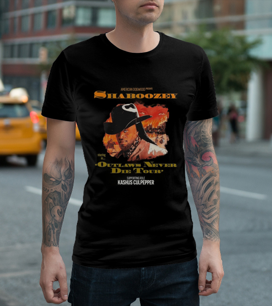 Shaboozey Outlaws Never Die Tour 2026 North America Schedule Dates Cowboy Flames T-Shirt