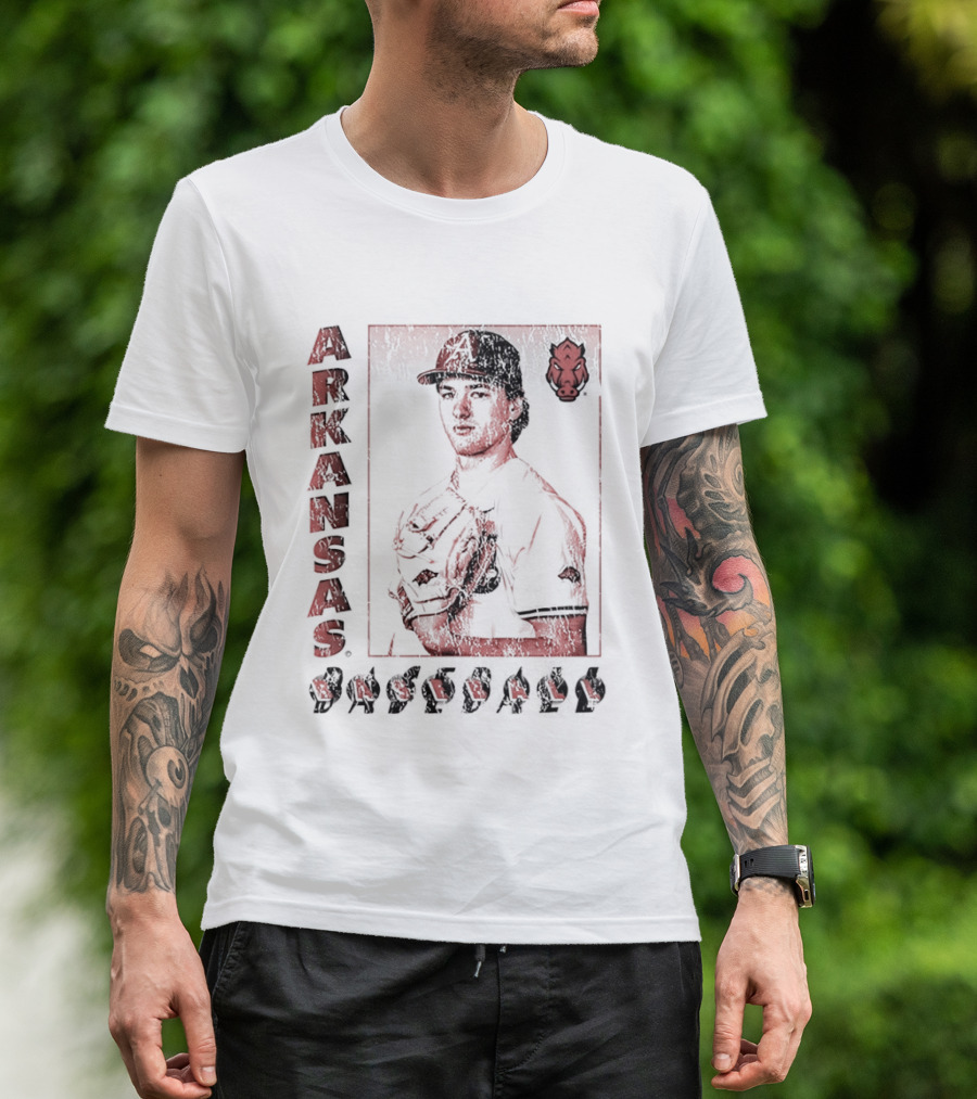 Arkansas Baseball Player With Razorback T-Shirt