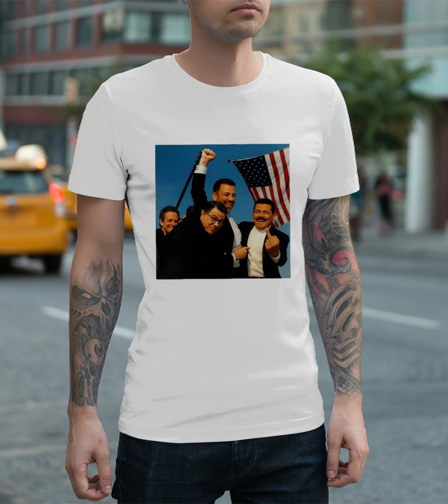 Jimmy Kimmel Stephen Colbert Seth Meyers American Flag Comedy Showdown T-Shirt