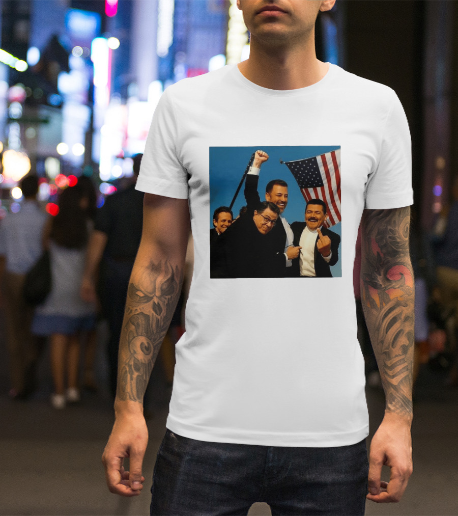 Jimmy Kimmel Stephen Colbert Seth Meyers American Flag Comedy Showdown T-Shirt