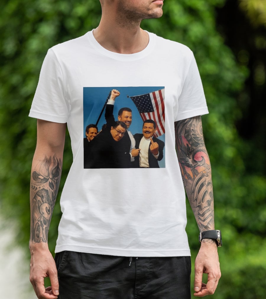 Jimmy Kimmel Stephen Colbert Seth Meyers American Flag Comedy Showdown T-Shirt