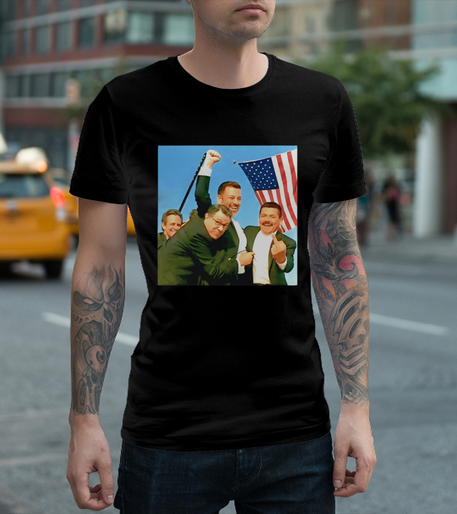 Jimmy Kimmel Meme American Flag Satire T-Shirt