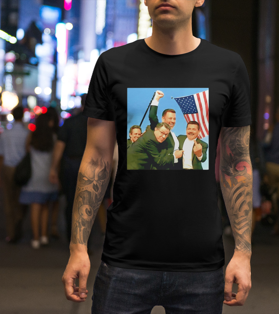 Jimmy Kimmel Meme American Flag Satire T-Shirt
