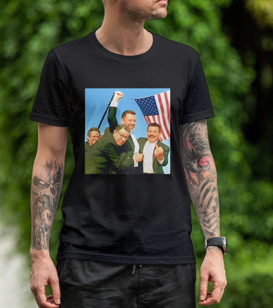 Jimmy Kimmel Meme American Flag Satire T-Shirt