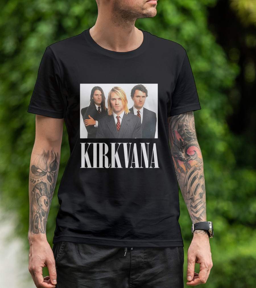 Kirkvana Charlie Kirk Nirvana Band Suits Image T-Shirt