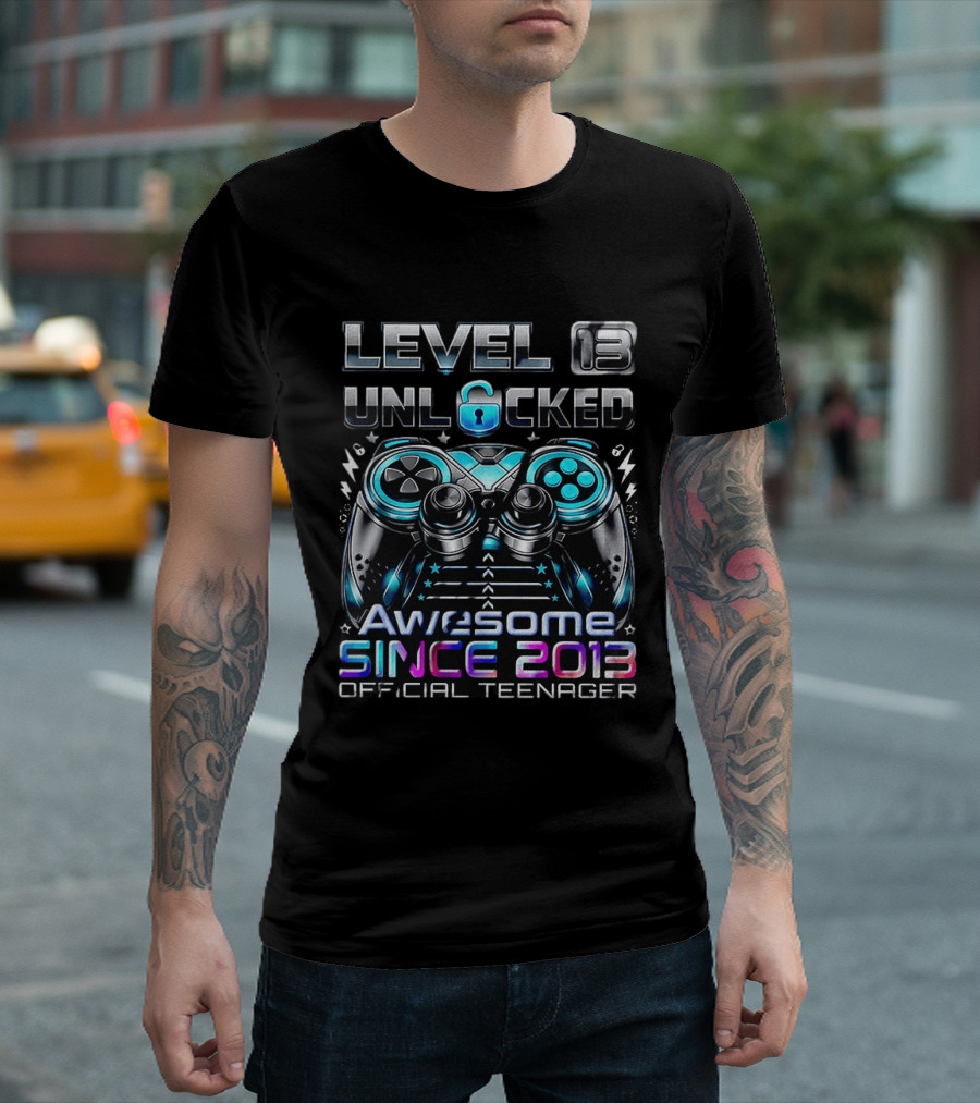 Level 13 Unlocked Awesome Since 2013 Official Teenager T-Shirt