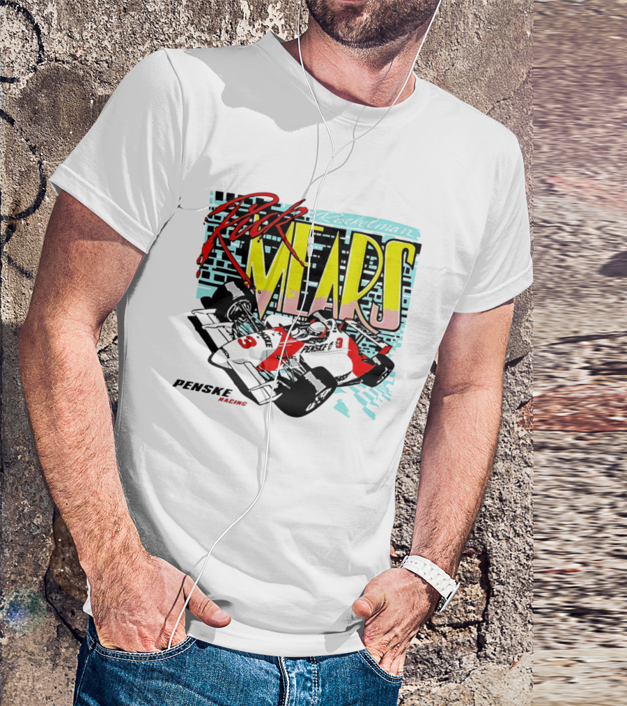 Rick Mears 90s Neon Penske Racing Car Number 3 And 5 T-Shirt