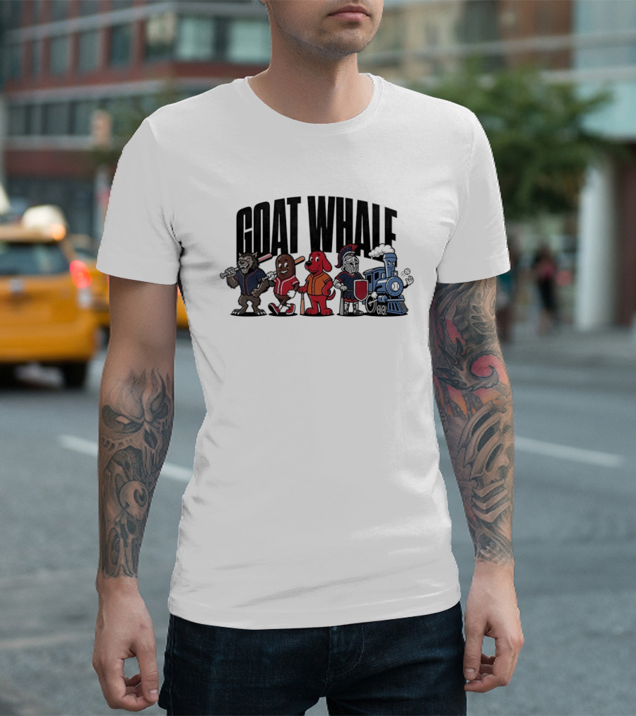 GOAT WHALE Cartoon Characters Baseball Wolf Sausage Dog Roman Train T-Shirt