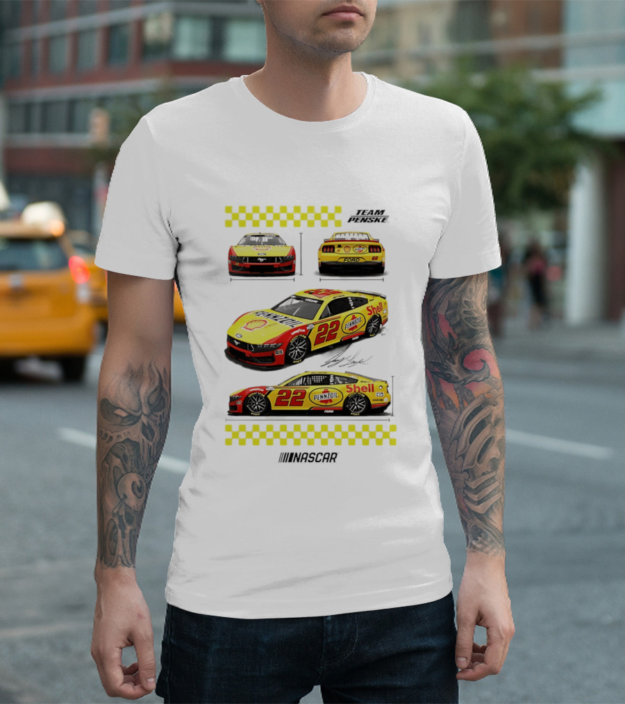 Joey Logano Pennzoil Shell 22 Ford Mustang NASCAR Team Penske Racing T-Shirt