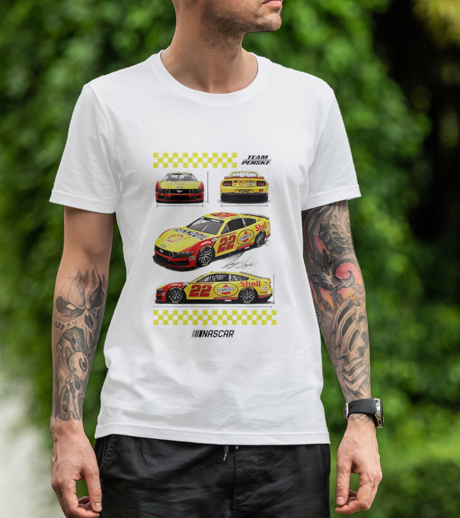 Joey Logano Pennzoil Shell 22 Ford Mustang NASCAR Team Penske Racing T-Shirt