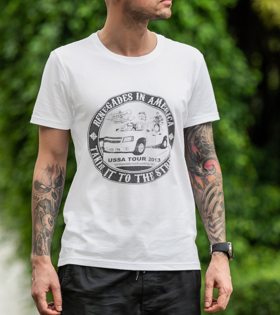 Renegades In America With American Flag And Rider Taking It To The Streets T-Shirt