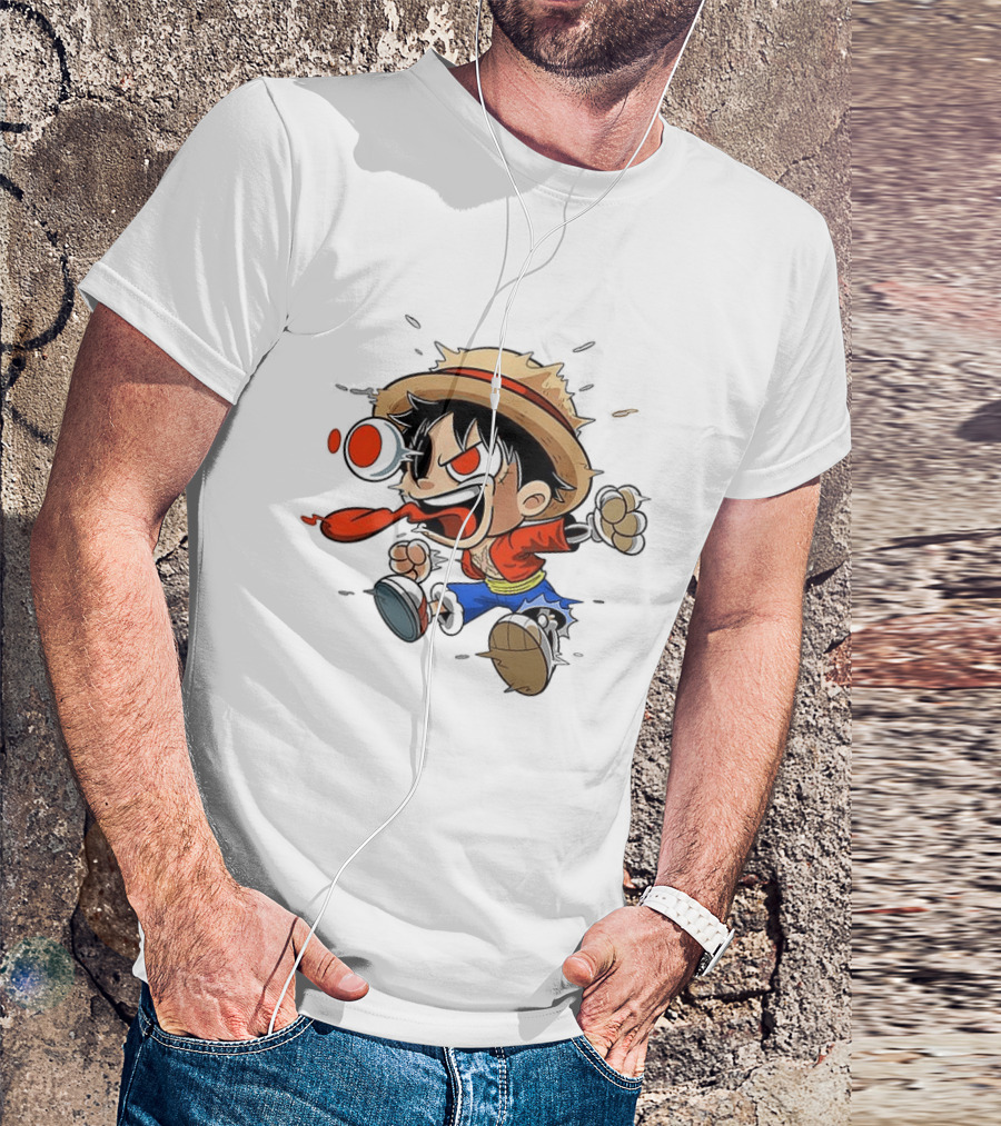Chibi Dripping Monkey D. Luffy One Piece Anime Style Hat Straw Hat Pirates T-Shirt