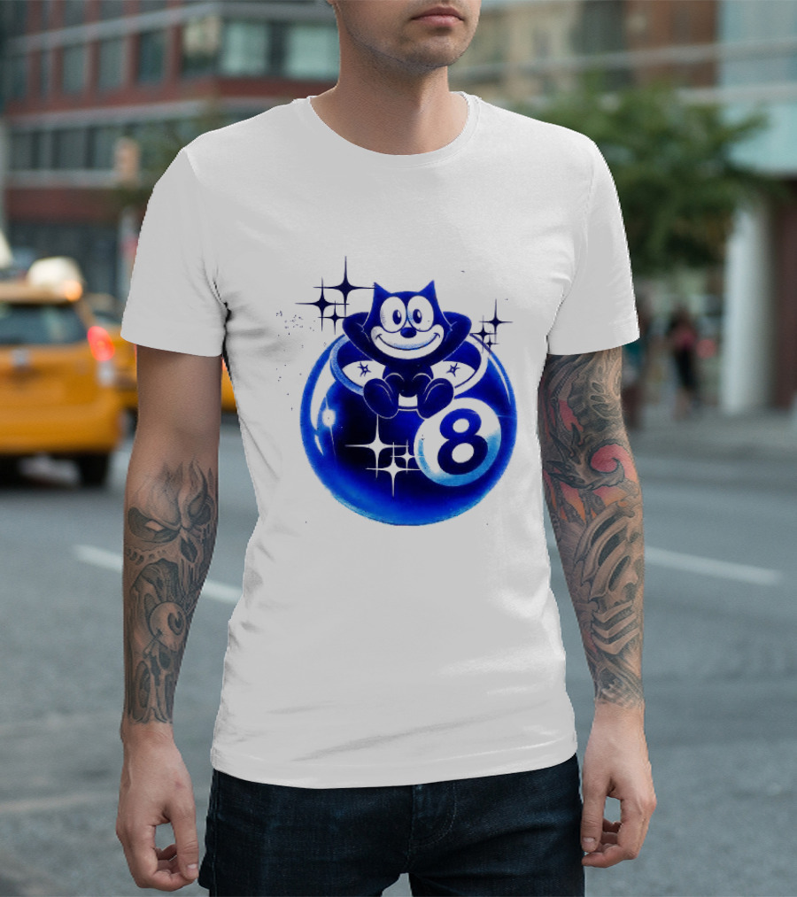 Felix The Cat Vintage Classic Figure Eight Ball Stars T-Shirt