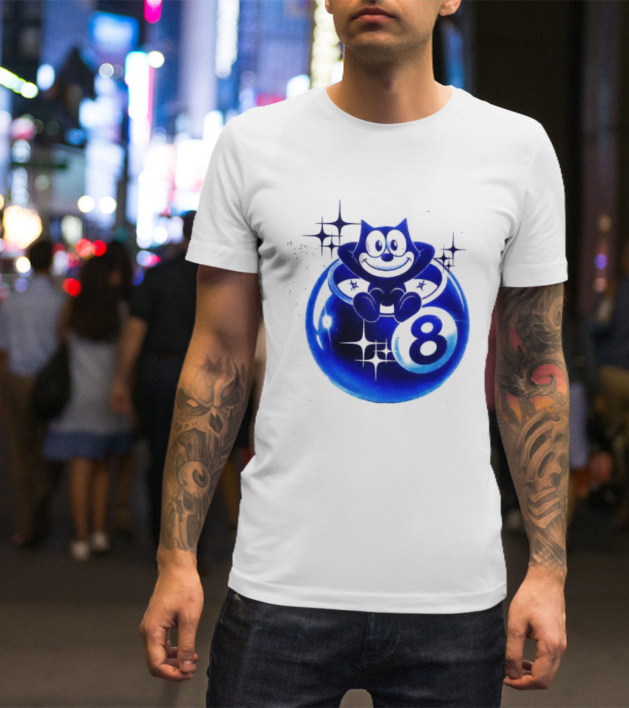 Felix The Cat Vintage Classic Figure Eight Ball Stars T-Shirt