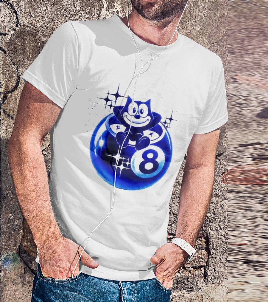 Felix The Cat Vintage Classic Figure Eight Ball Stars T-Shirt