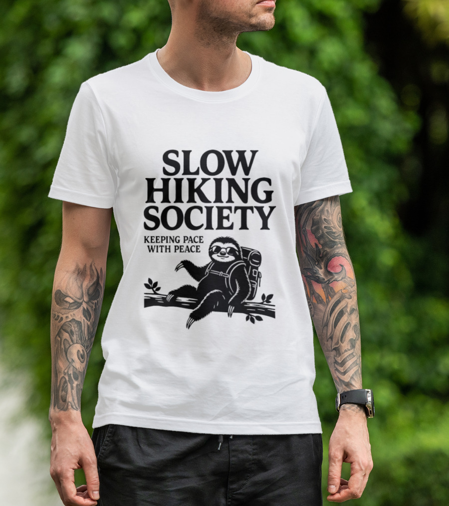 Slow Hiking Society Sloth Keeping Pace With Peace T-Shirt