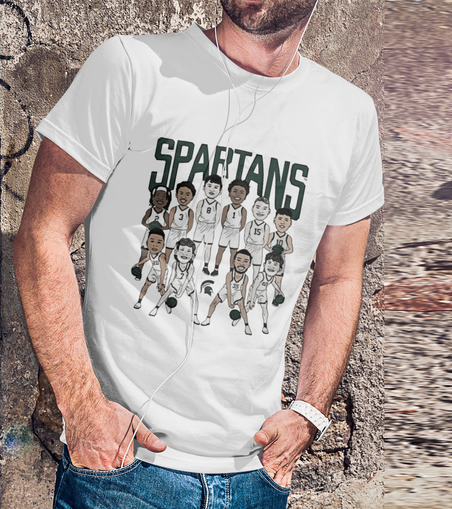 Michigan State Spartans Mens Basketball Team Caricature Players 3 8 1 15 10 35 T-Shirt