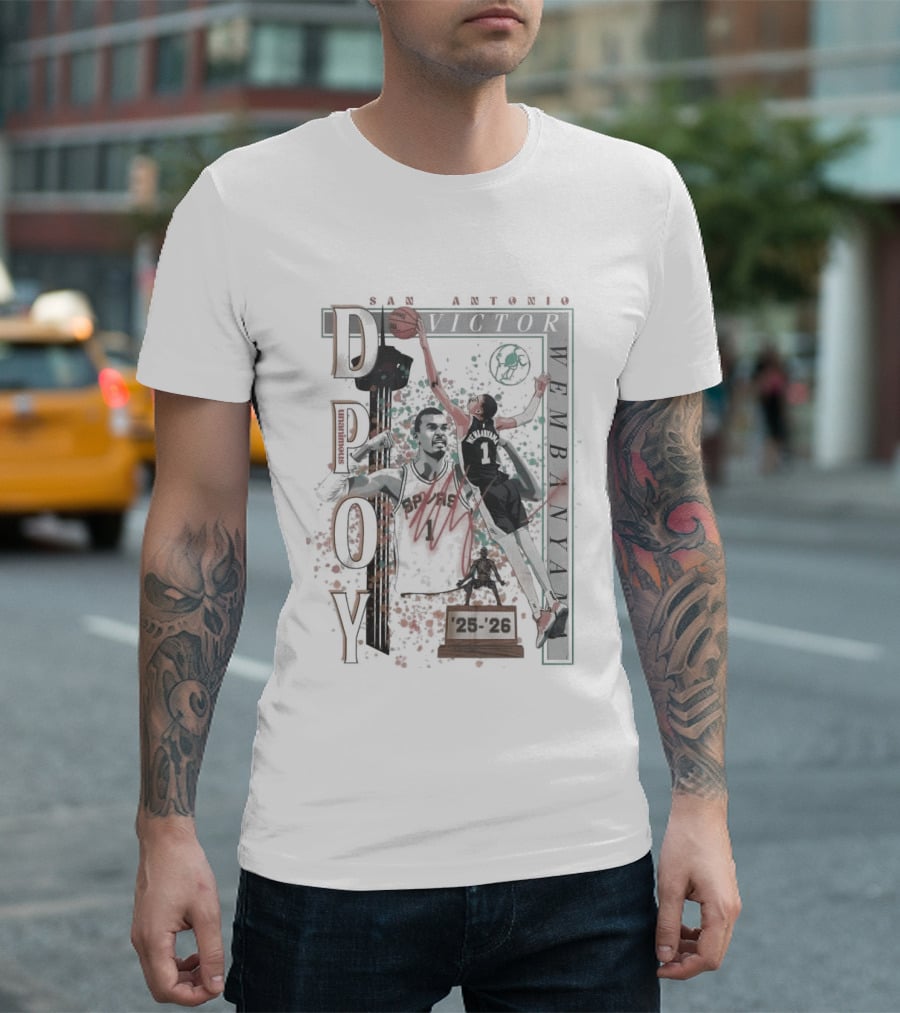 San Antonio Victor Wembanyama 2026 DPOY Basketball Spurs T-Shirt
