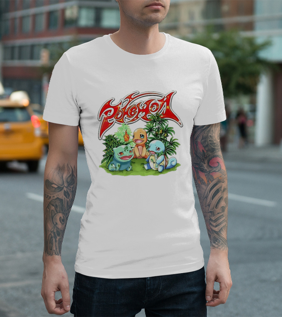 Pokémon Bulbasaur Charmander Squirtle Cannabis T-Shirt