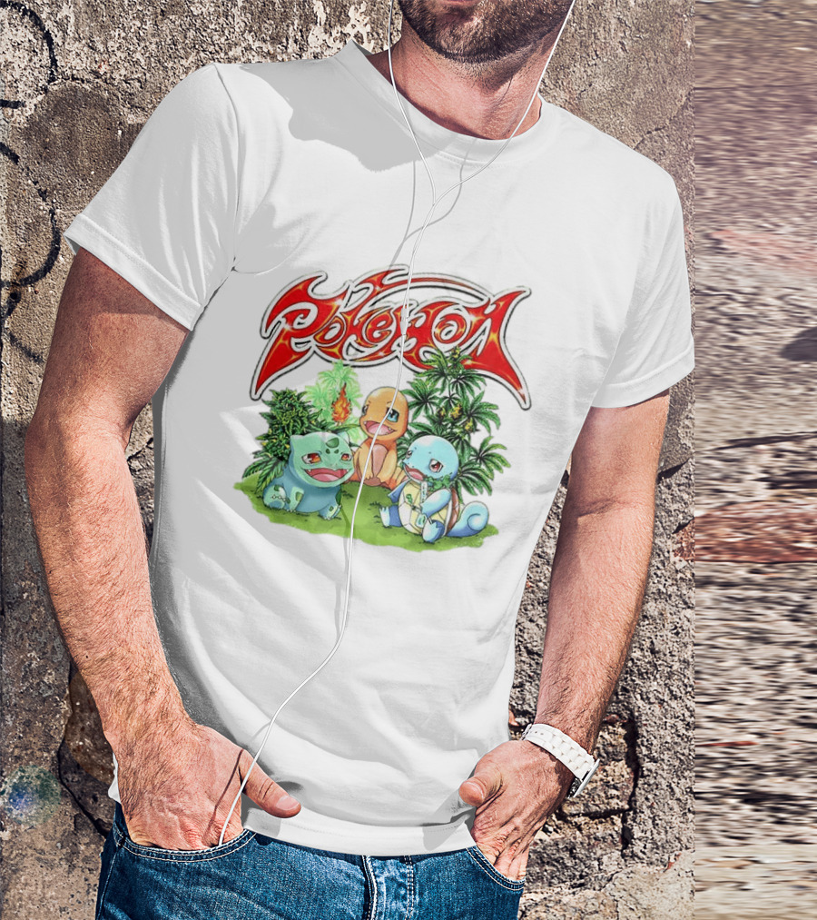 Pokémon Bulbasaur Charmander Squirtle Cannabis T-Shirt