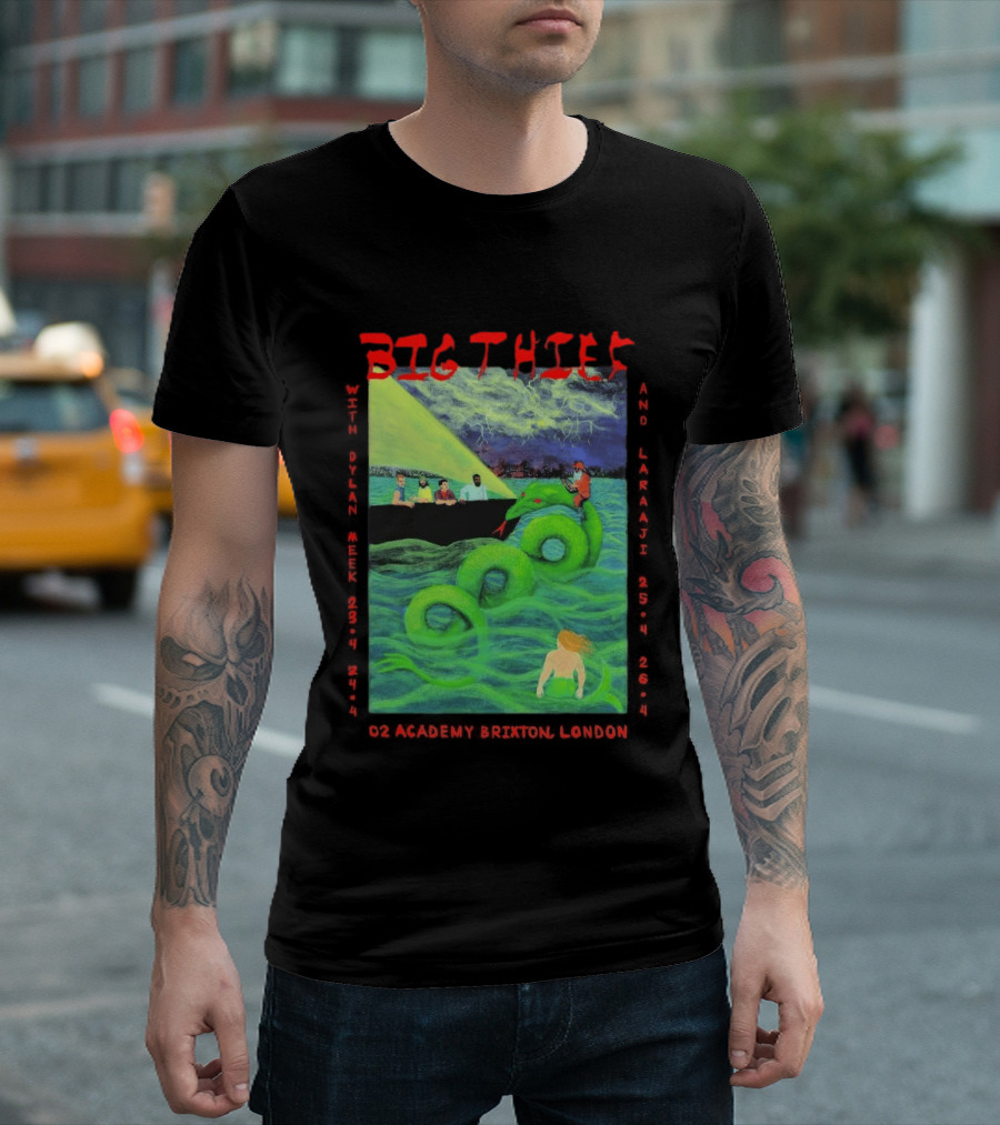 Big Thief Apr 23 2026 London Tour With Sea Serpent And Boat Scene T-Shirt