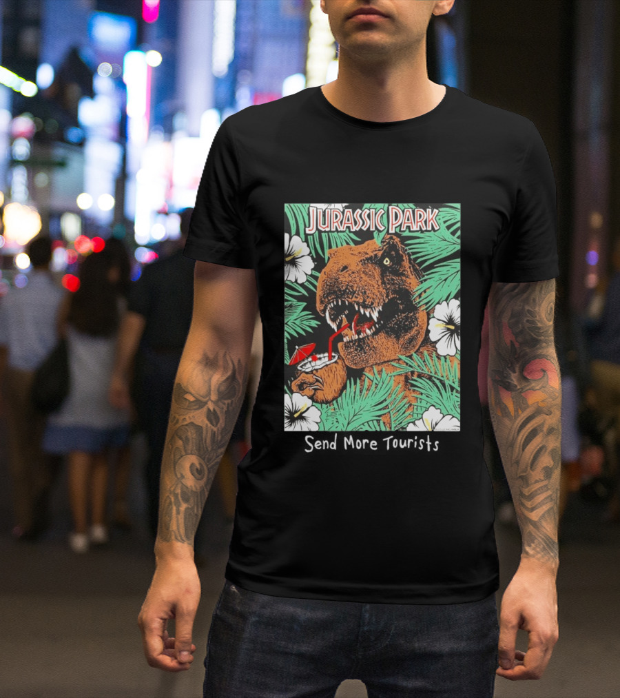 Jurassic Park Send More Tourists Rex Tropical Drink Scene T-Shirt