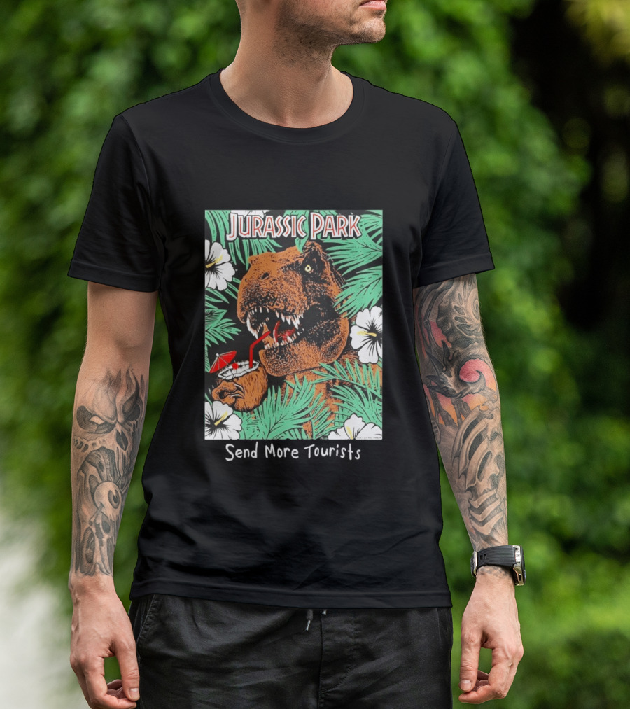 Jurassic Park Send More Tourists Rex Tropical Drink Scene T-Shirt