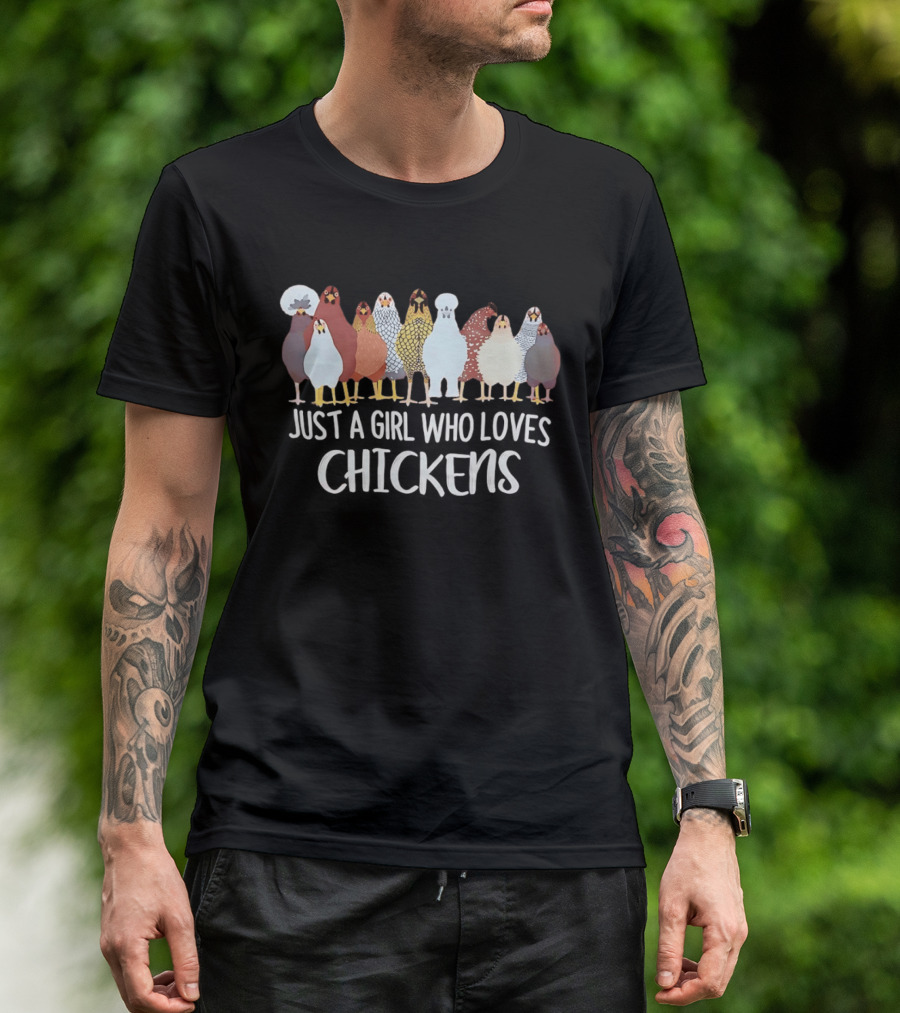 Just A Girl Who Loves Chickens Cute Colorful Chicken Breeds T-Shirt