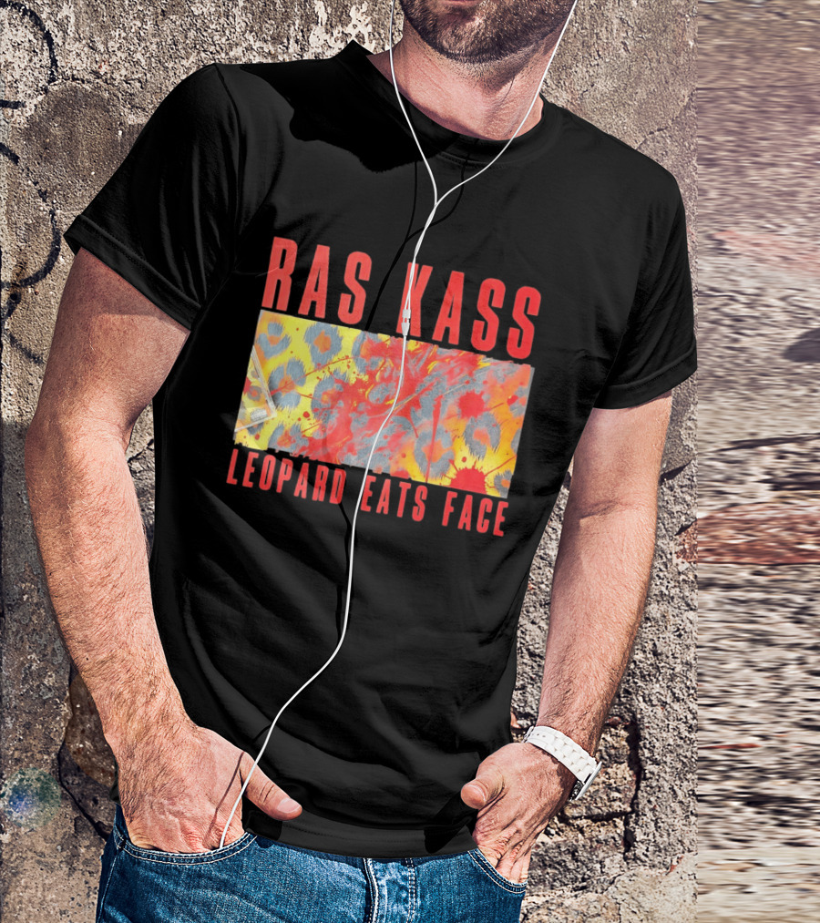 Ras Kass Leopard Eats Face Abstract Art With Blood Splatter And Animal Print T-Shirt