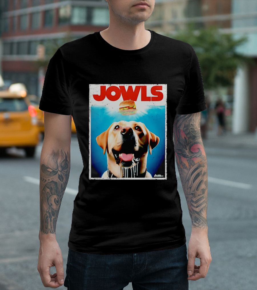 Jowls Labrador Dog Looking At Hamburger T-Shirt