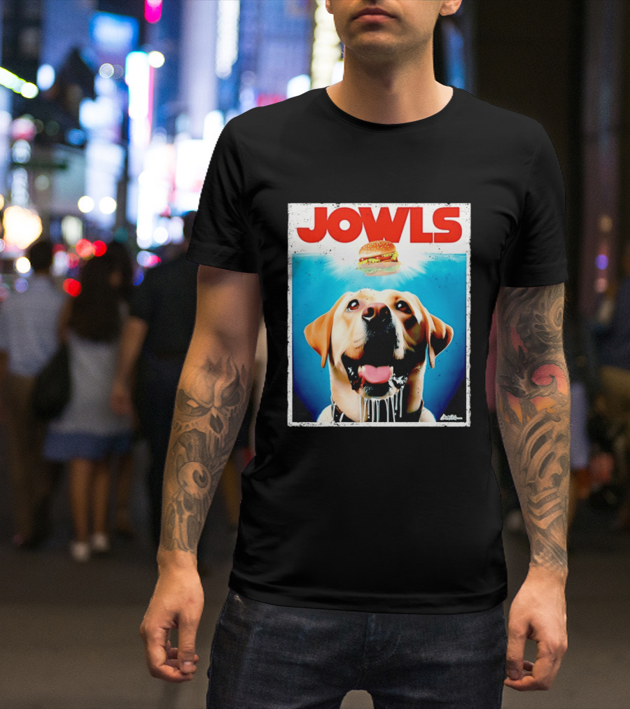 Jowls Labrador Dog Looking At Hamburger T-Shirt