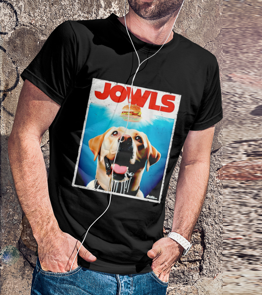 Jowls Labrador Dog Looking At Hamburger T-Shirt
