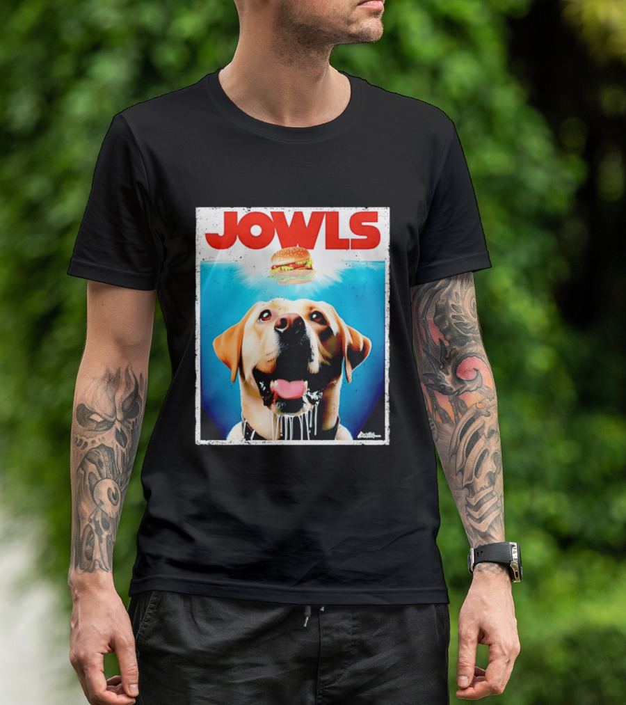 Jowls Labrador Dog Looking At Hamburger T-Shirt