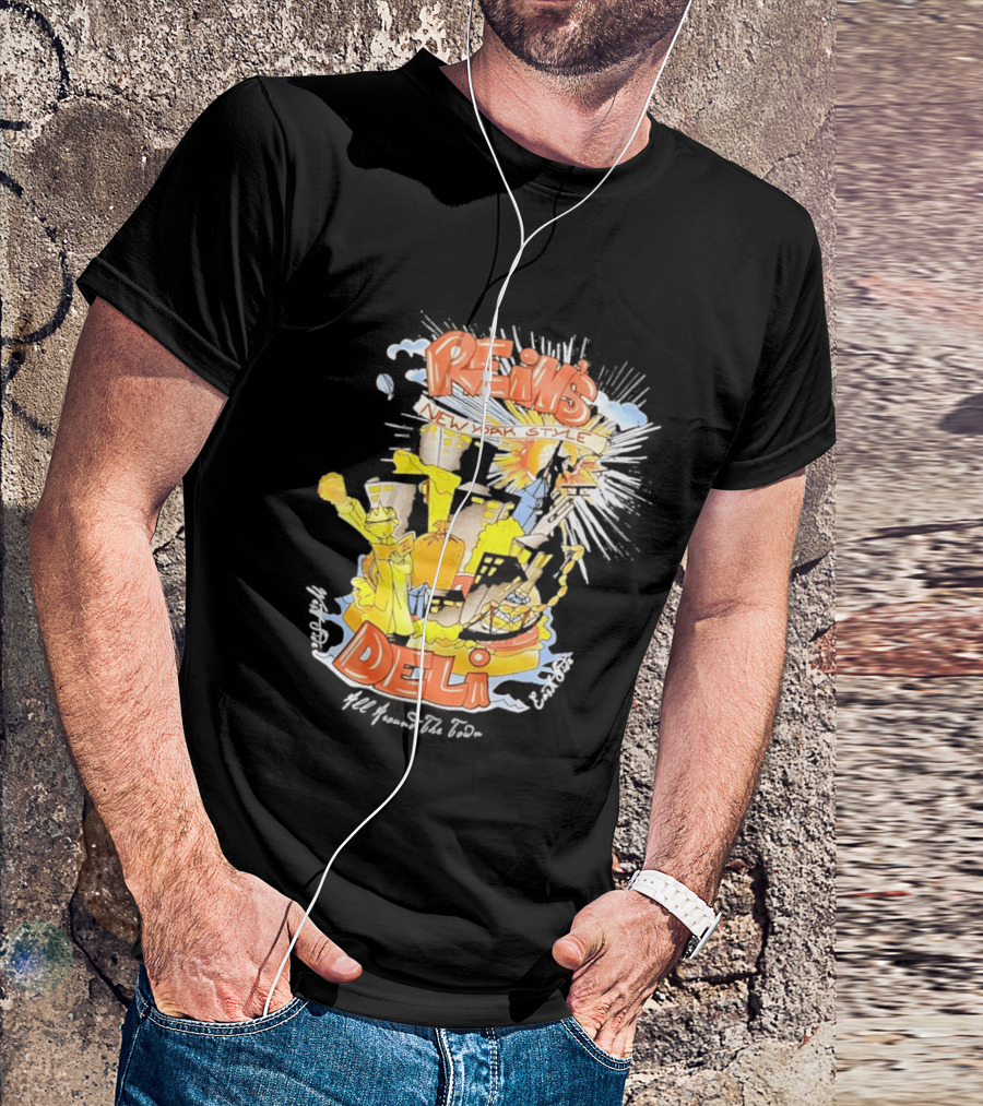 Rein's New York Style Deli Statue Of Liberty Cityscape Explosion T-Shirt