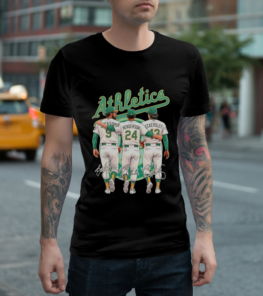 Rickey Henderson Reggie Jackson Dennis Eckersley Oakland Athletics Legends T-Shirt
