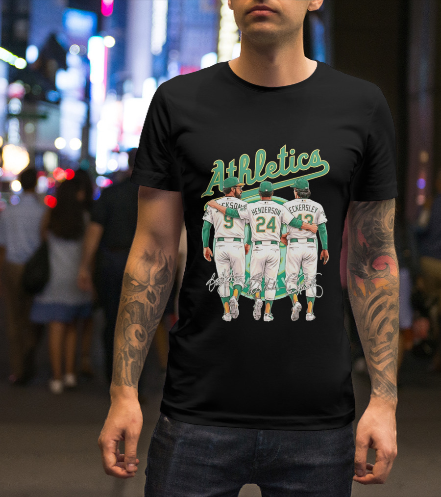 Rickey Henderson Reggie Jackson Dennis Eckersley Oakland Athletics Legends T-Shirt