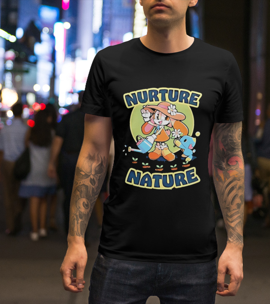 Nurture Nature Hedgehog Chao Earth Day Gardening T-Shirt