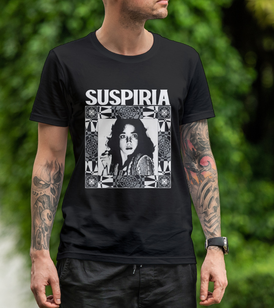 Suspiria 1977 Horror Movie Black And White Vintage Style Jessica Harper T-Shirt