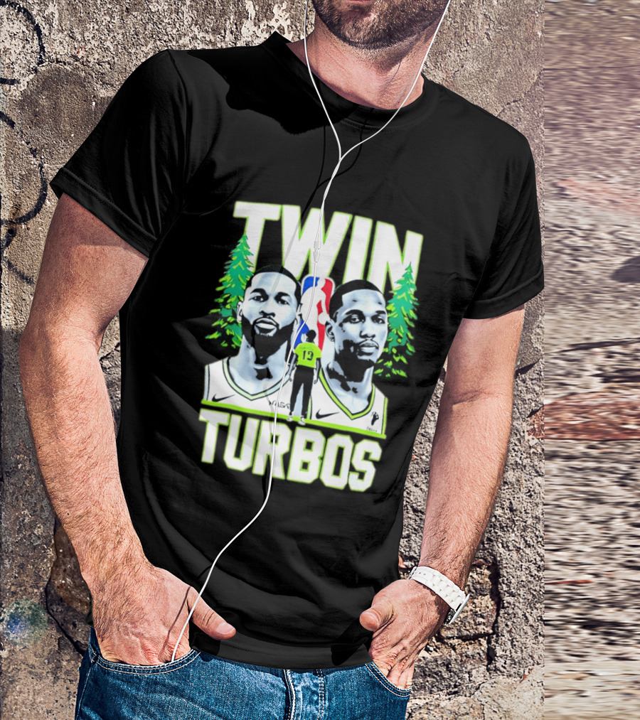 Twin Turbos Minnesota Timberwolves NBA Basketball Player Portraits T-Shirt