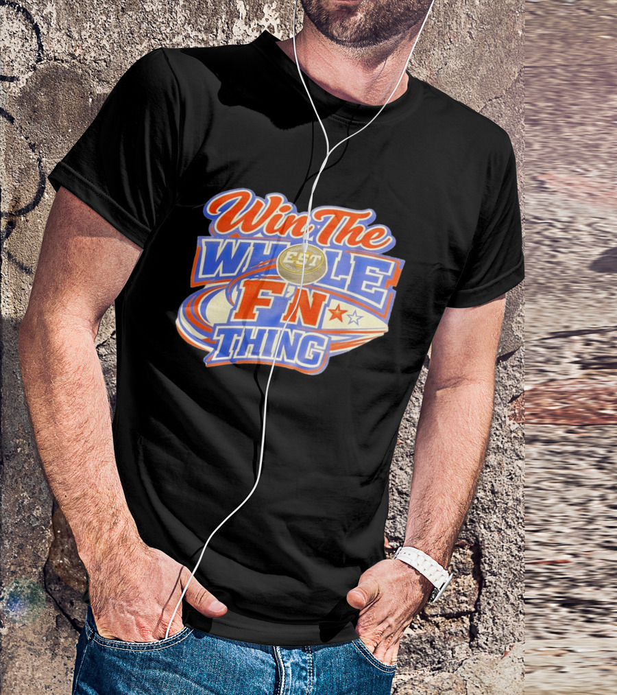 Win The Whole F'N Thing Hockey EST Red White Blue Stars T-Shirt