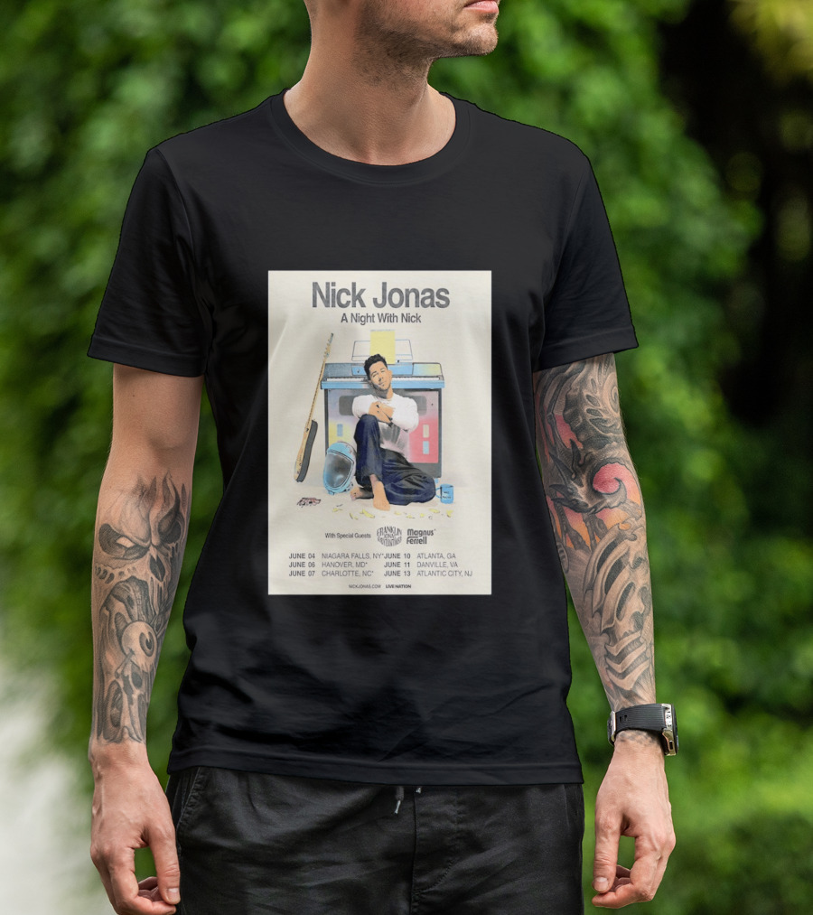 Nick Jonas A Night With Nick Tour 2026 Franklin Jonas Magnus Ferrell Live Nation T-Shirt