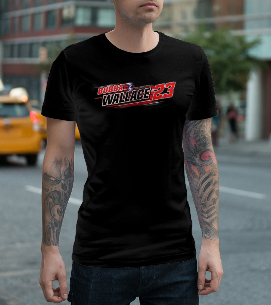 Bubba Wallace 23 Checkered Flag Sports Black T-Shirt