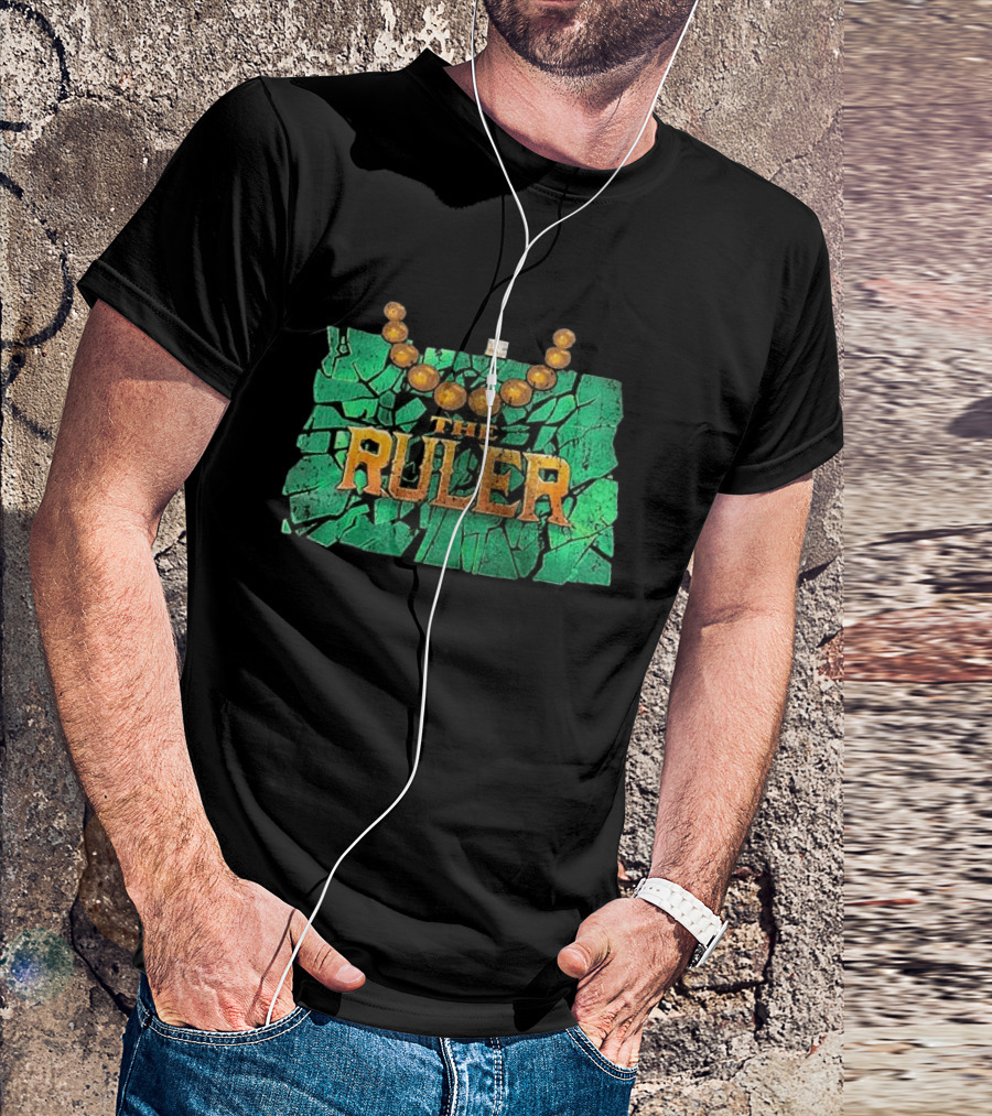 Oba Femi WWE The Ruler Gold Necklace Green Cracked Stone T-Shirt