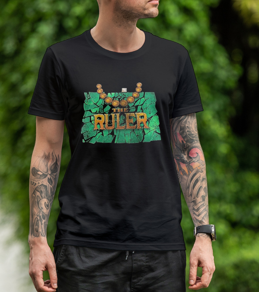 Oba Femi WWE The Ruler Gold Necklace Green Cracked Stone T-Shirt