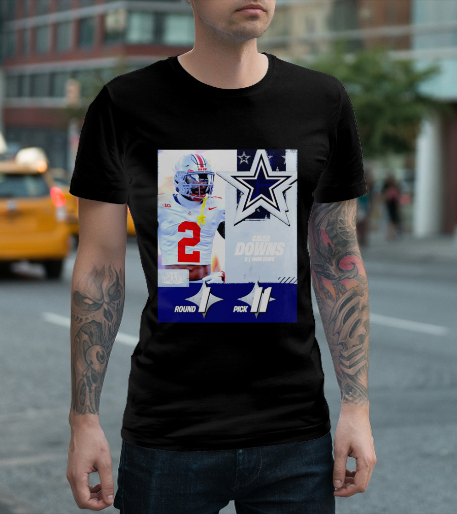 Dallas Cowboys Round 1 Pick 11 Caleb Downs Ohio State NFL Draft 2026 T-Shirt