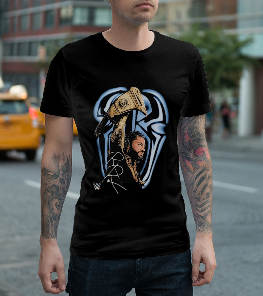 OVO WWE Collaboration Roman Reigns Holding Championship Belt 2026 T-Shirt